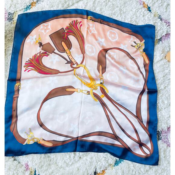 Fashion Floral Silky Scarf Two Tone Peach  NWOT - Picture 3 of 3